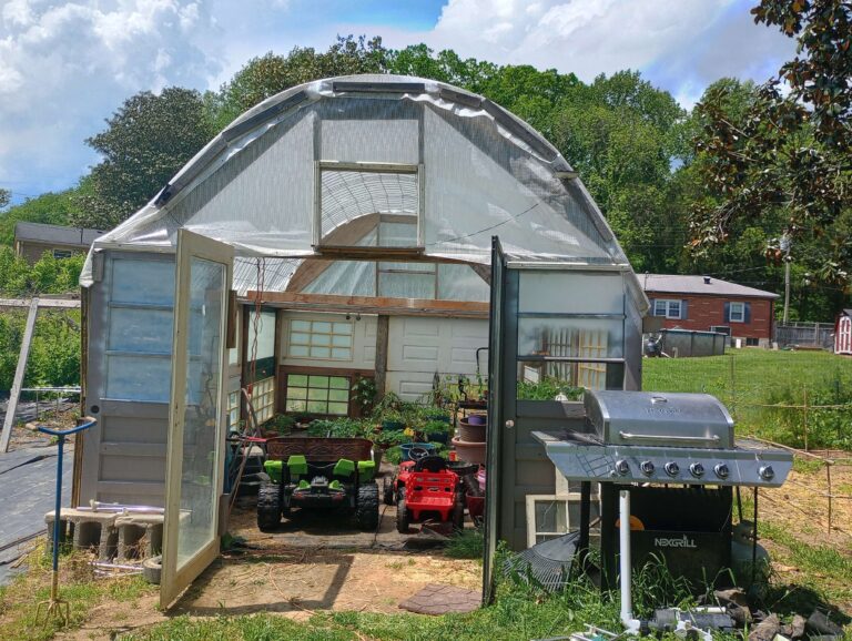 nomadic improvements, greenhouse, old doors,